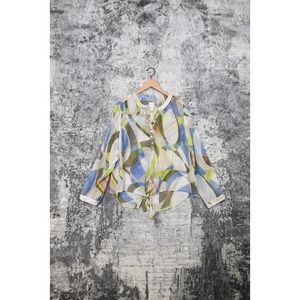 Chicos Sequin Abstract Art Chiffon Tunic Top Blouse 3 / XL